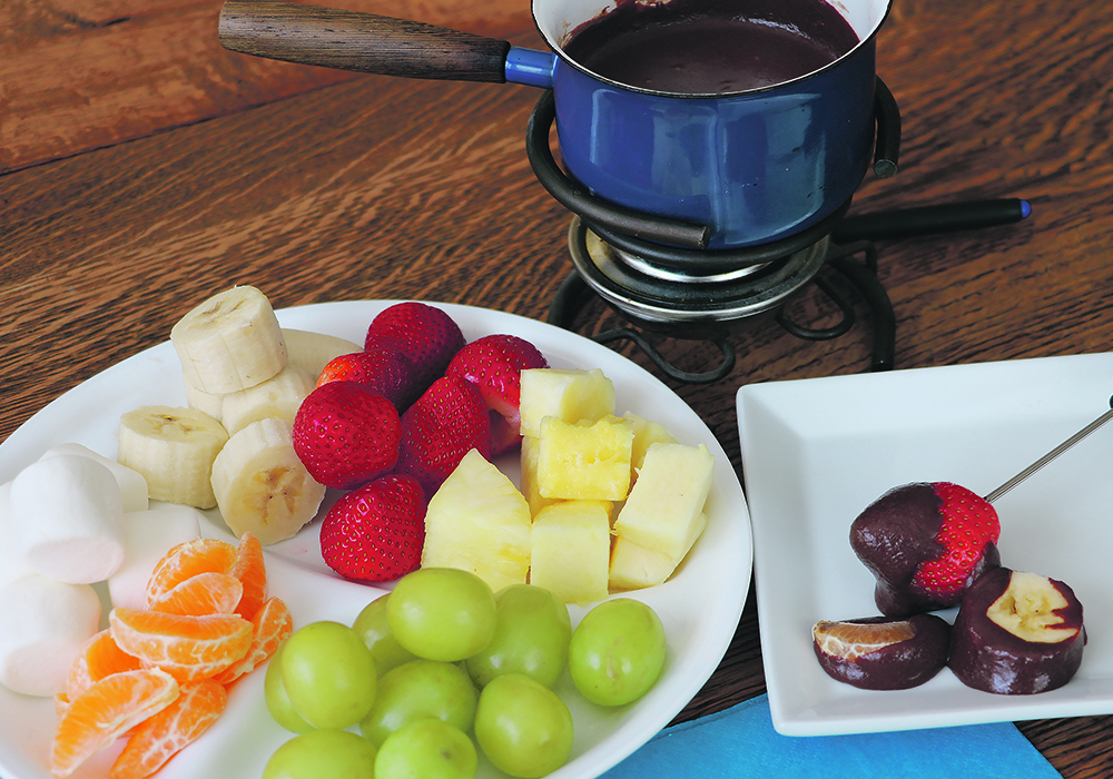 A chocolate fondue is a fun way to finish a special family meal.